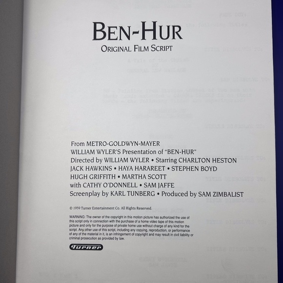 Ben Hur Original Film Script - Vault Copy 1959 Vintage Collectible - Picture 2 of 5